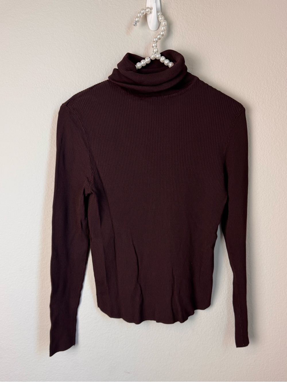 Zara Brown Ribbed Turtleneck Long Sleeve Top